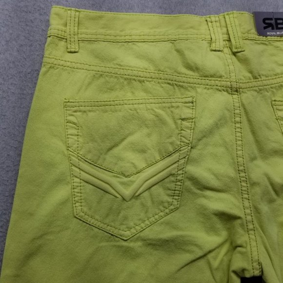 Royal Blue Shorts Mens 38 Neon Yellow Chino Pockets Casual Cotton Outdoor - Picture 9 of 12
